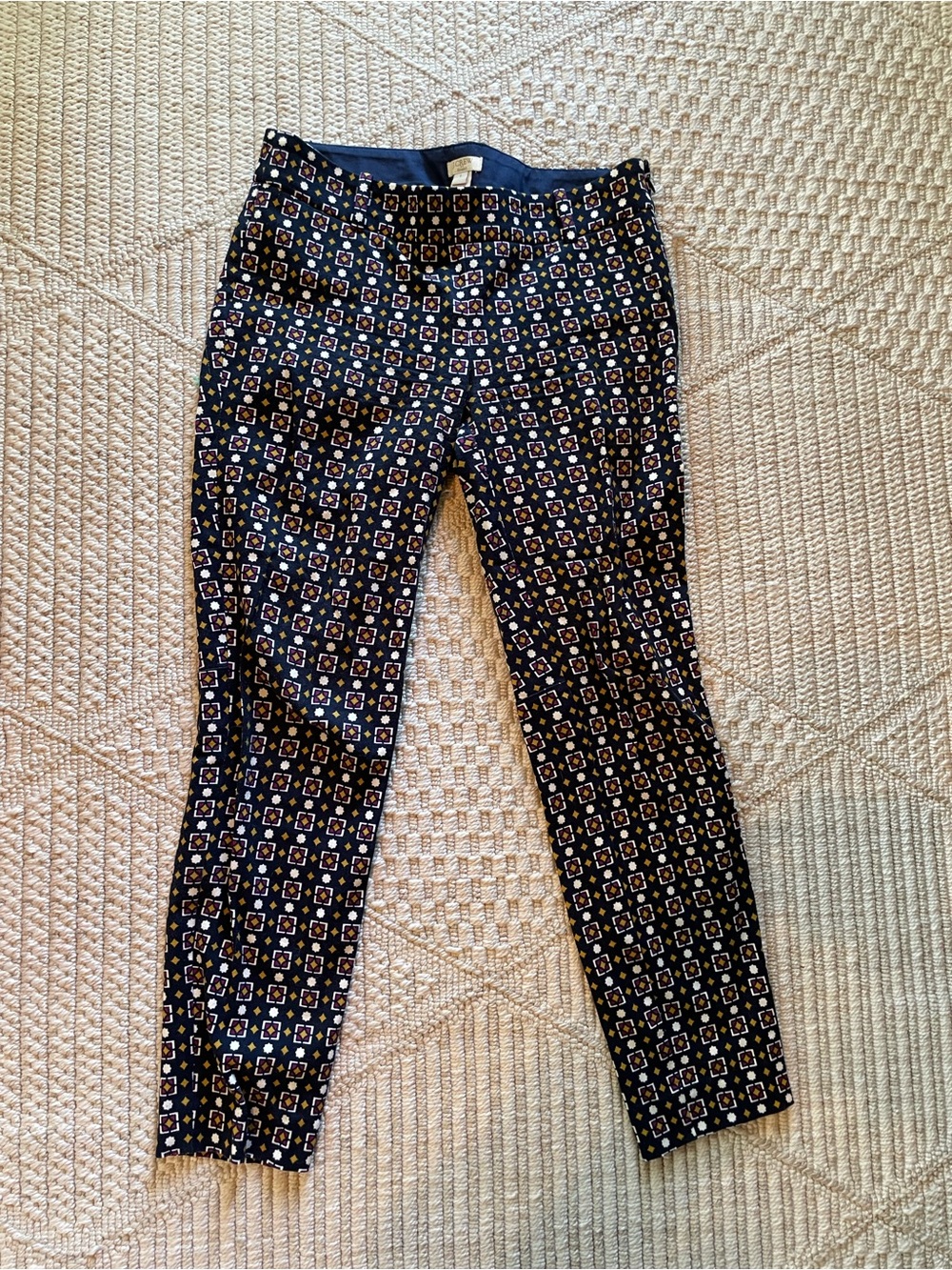 J.Crew Printed Ankle Work Pants – Retro Print – Size 0